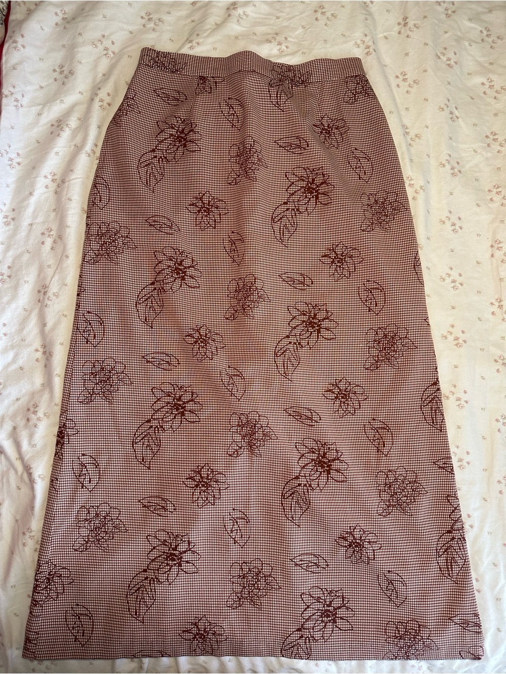 Women's Burgundy Floral Maxi Skirt
